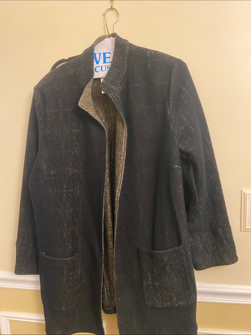 Chico’s open front blazer black with gold flecks size XXL (Chicos size 4).